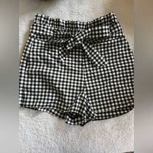 Black & White Gingham Tie-Waist Women's Shorts